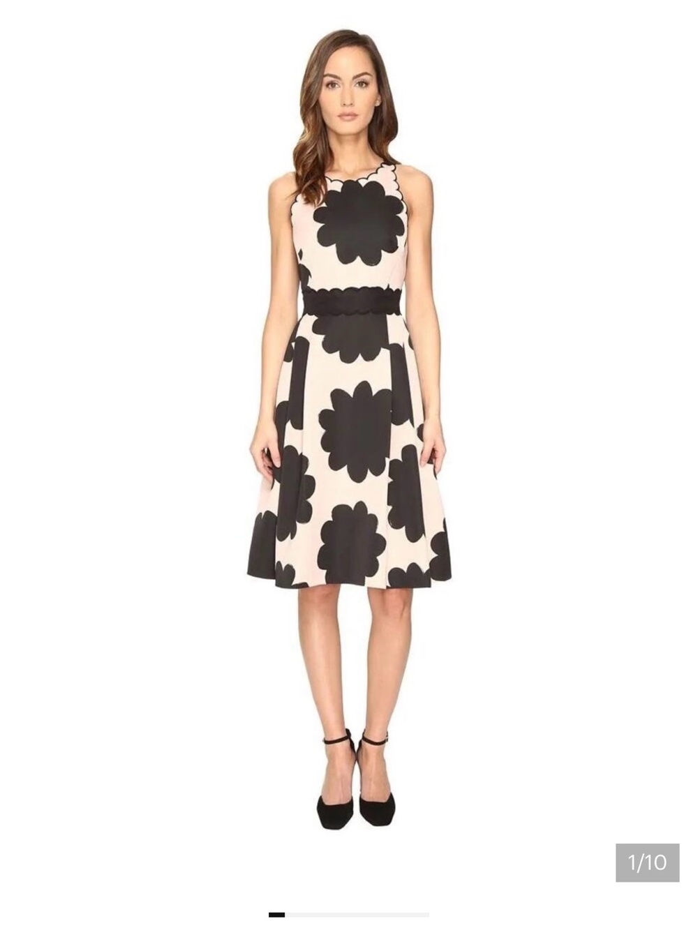 ISO kate spade Cream Dress with Bold Black Floral Print